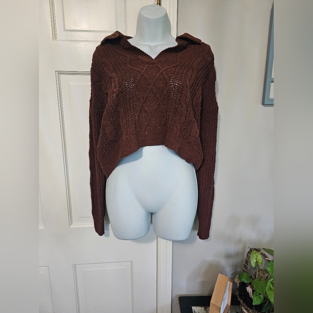 Women's Brown Cable Knit Sweater